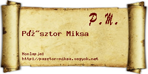 Pásztor Miksa névjegykártya